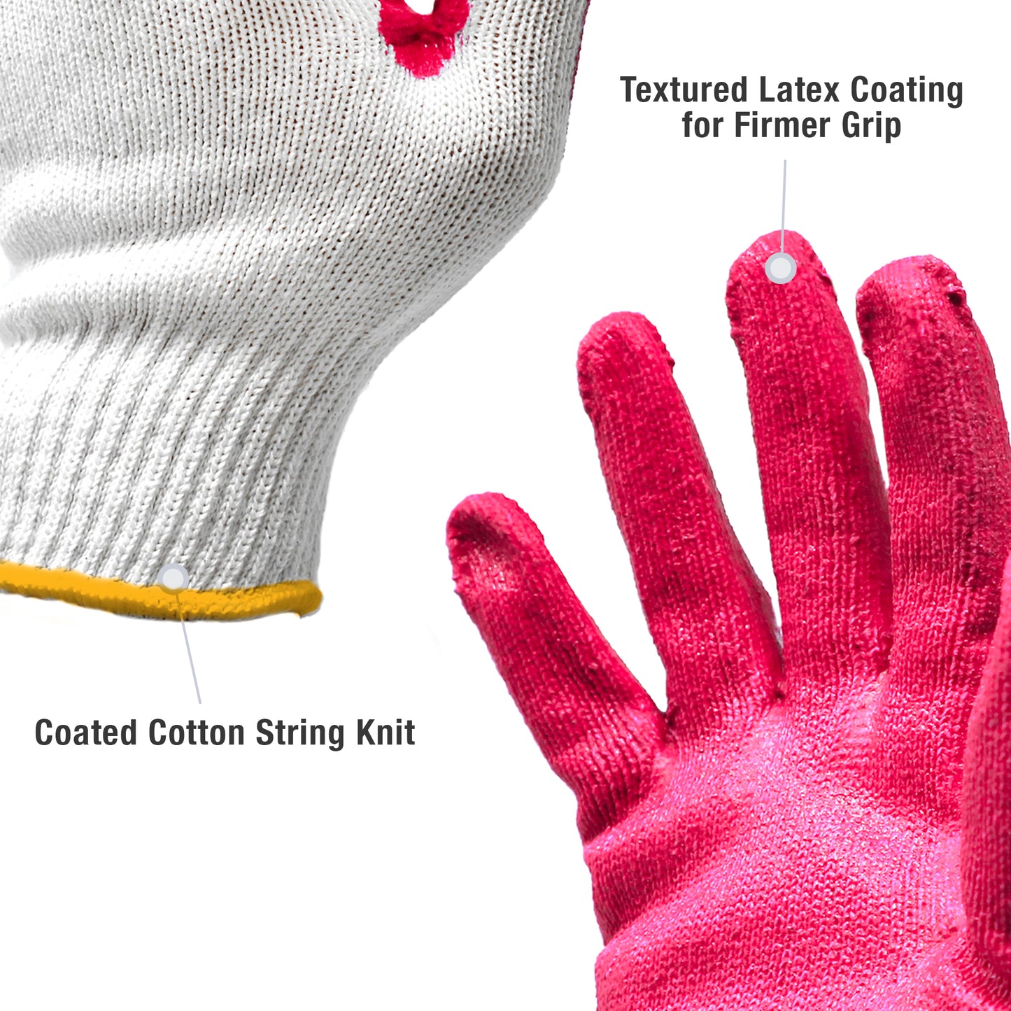 Jumuk Supplies Latex Palm Coated Knit Safety Working Gloves - 100 Pairs