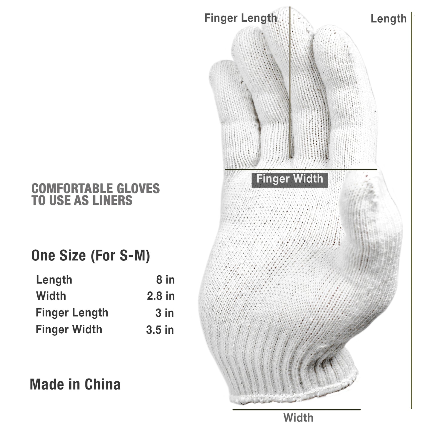Jumuk Supplies White String Knit Working Gloves S/M- 100 Pairs