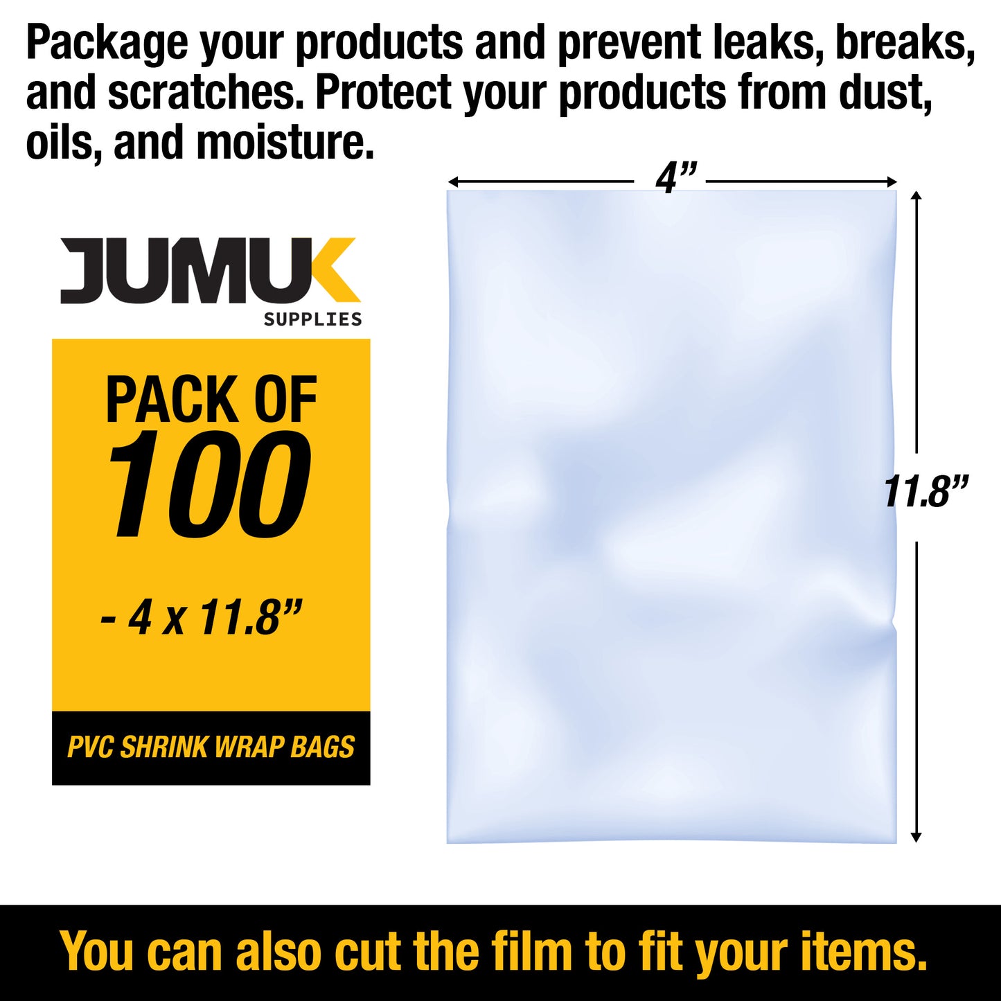 PVC Hear Shrink Film Wrap 4" x 11.8" (10cmx30cm) - 100PC