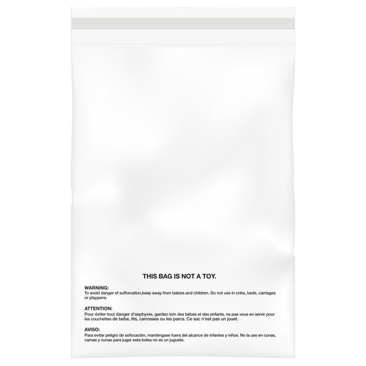 100PC 1.5 Mil 10"x13" Clear Poly Bags with Suffocation Warning