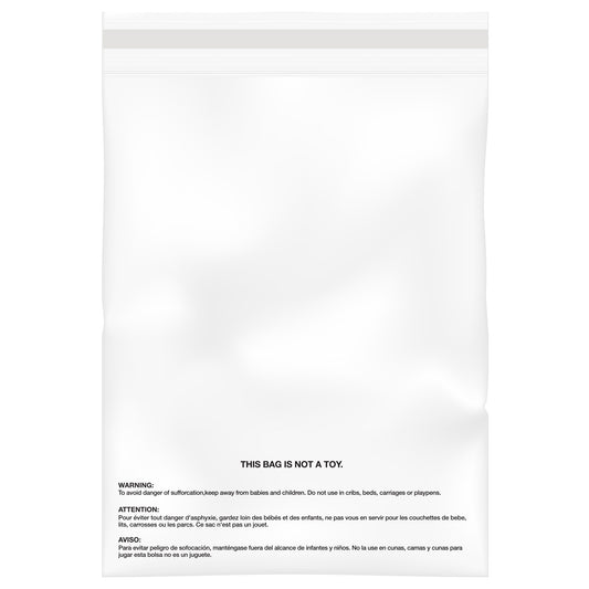 100PC 1.5 Mil 14.5"x19" Clear Poly Bags with Suffocation Warning