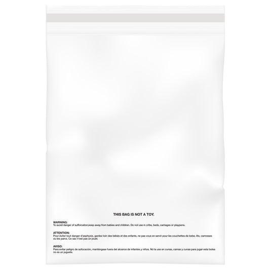 100PC 1.5 Mil 19"x24" Clear Poly Bags with Suffocation Warning