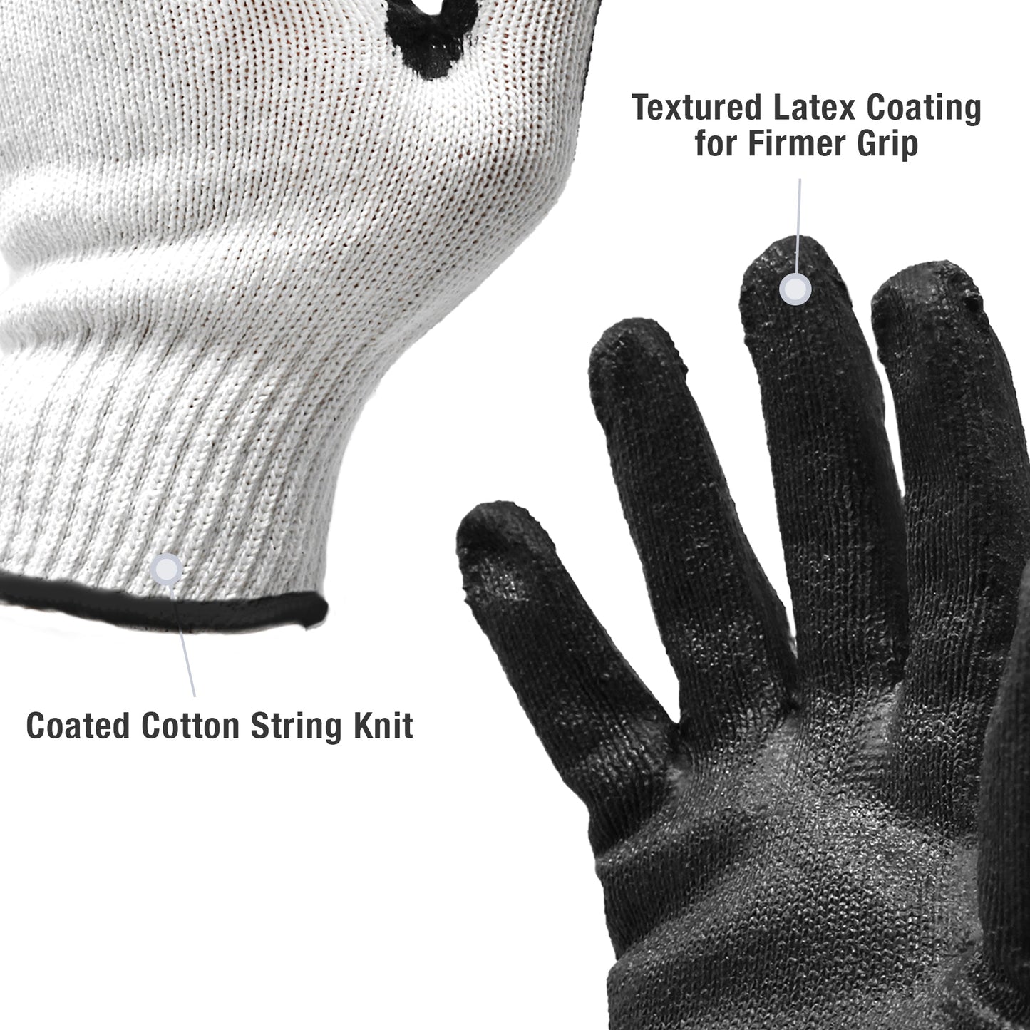 [BULK] Jumuk Supplies Black Latex Palm Coated Knit Safety Working Gloves L/XL - 300 Pairs