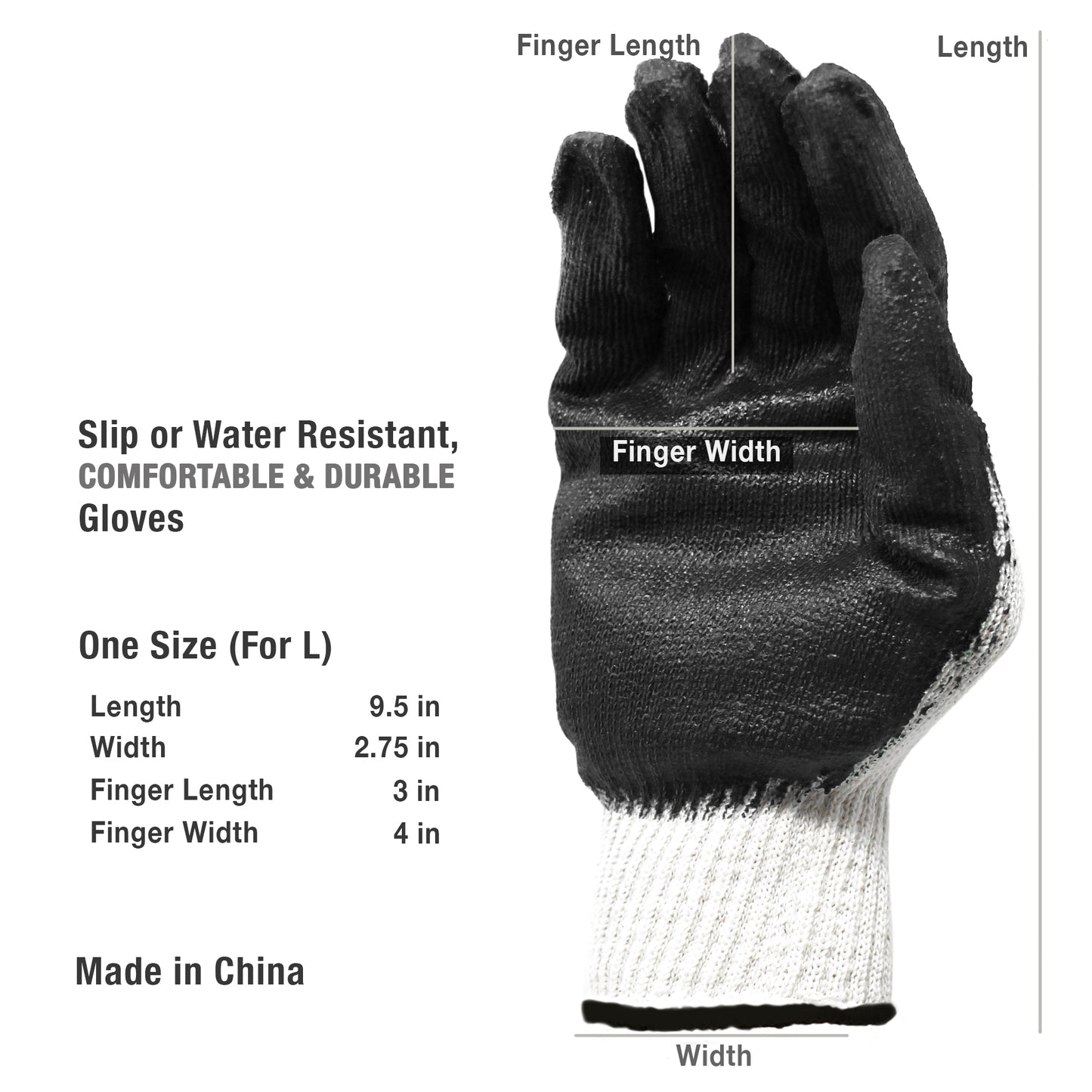 Jumuk Supplies Black Latex Palm Coated Knit Safety Working Gloves L/XL - 100 Pairs
