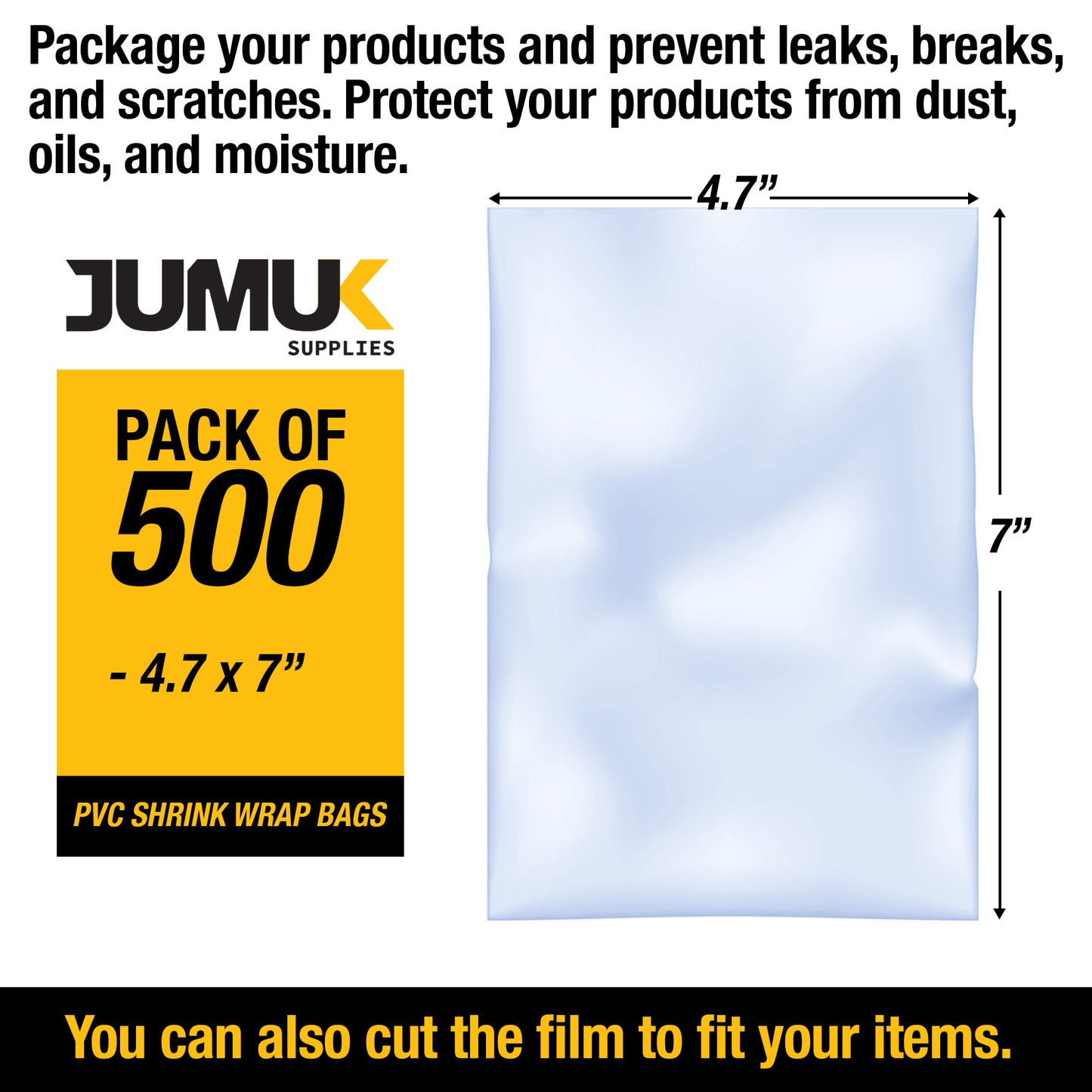 PVC Hear Shrink Film Wrap 4.7" x 7" (12cmx18cm) - 500PC