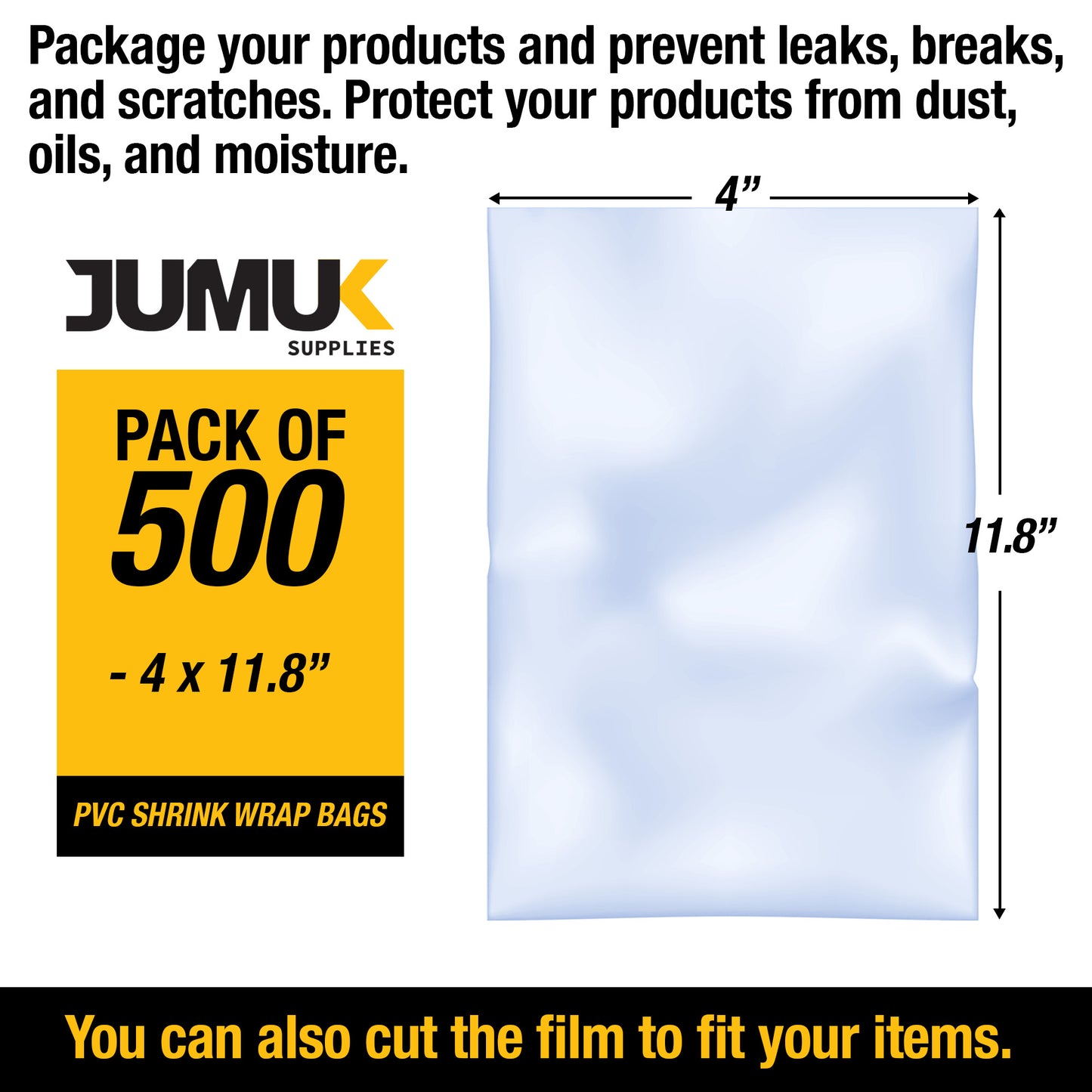 PVC Hear Shrink Film Wrap 4" x 11.8" (10cmx30cm) - 500PC