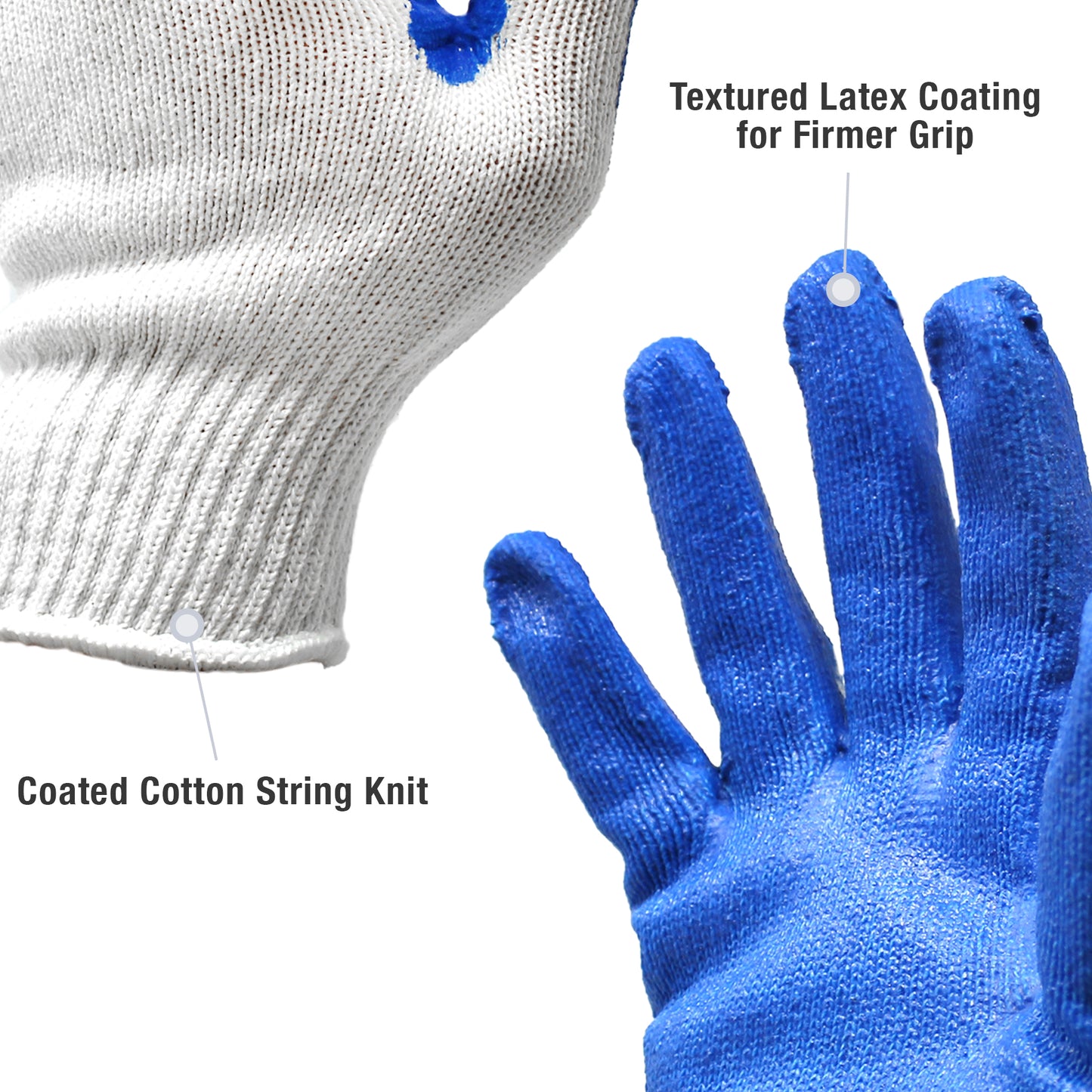 Jumuk Supplies Blue Latex Palm Coated Knit Safety Working Gloves L/XL- 10 Pairs